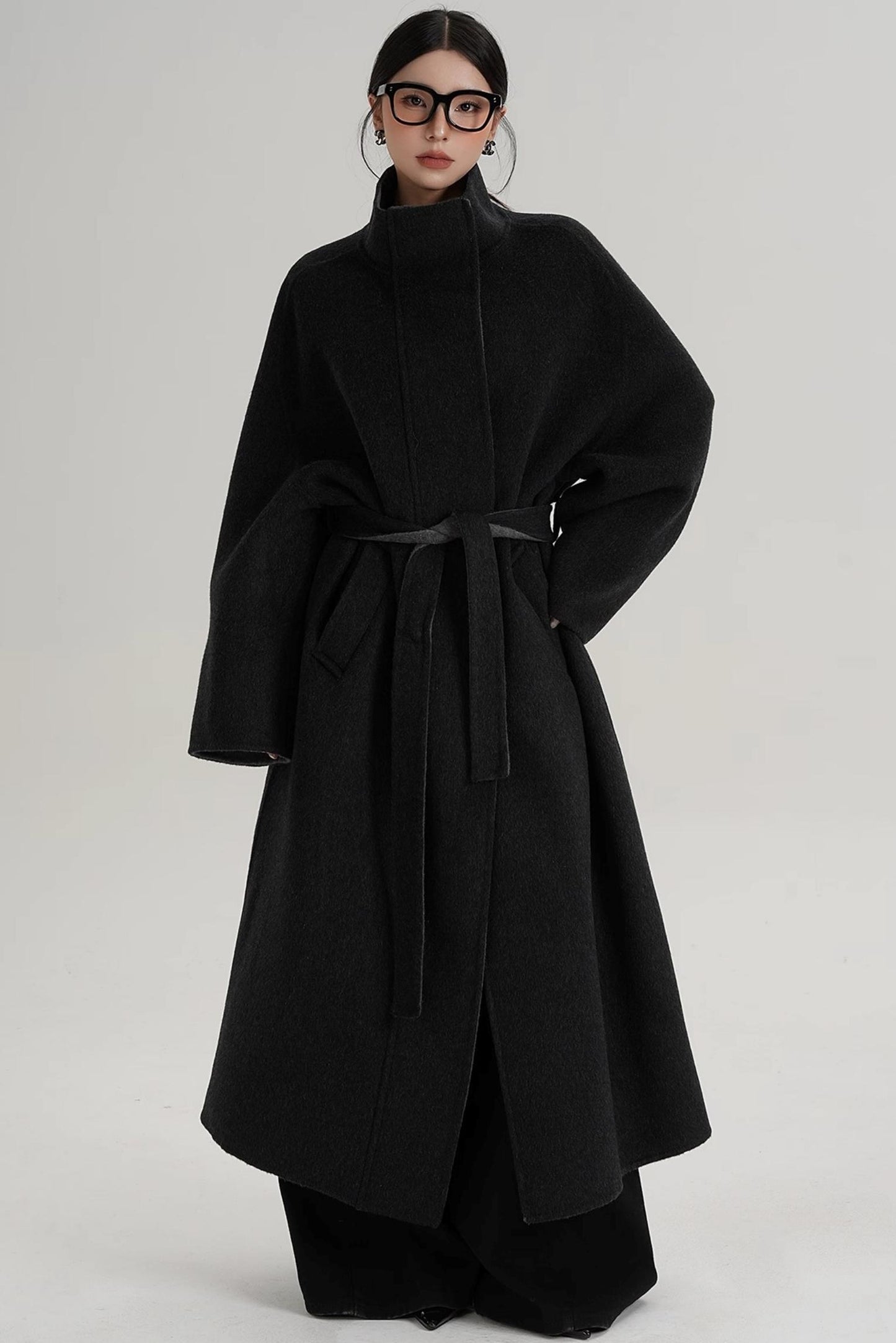 Casual Double-Sided High Neck Wool Coat