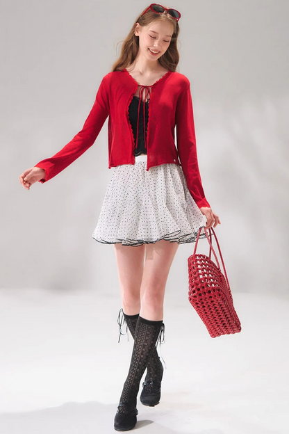 Velvet Polka Dot Skirt Set-Up
