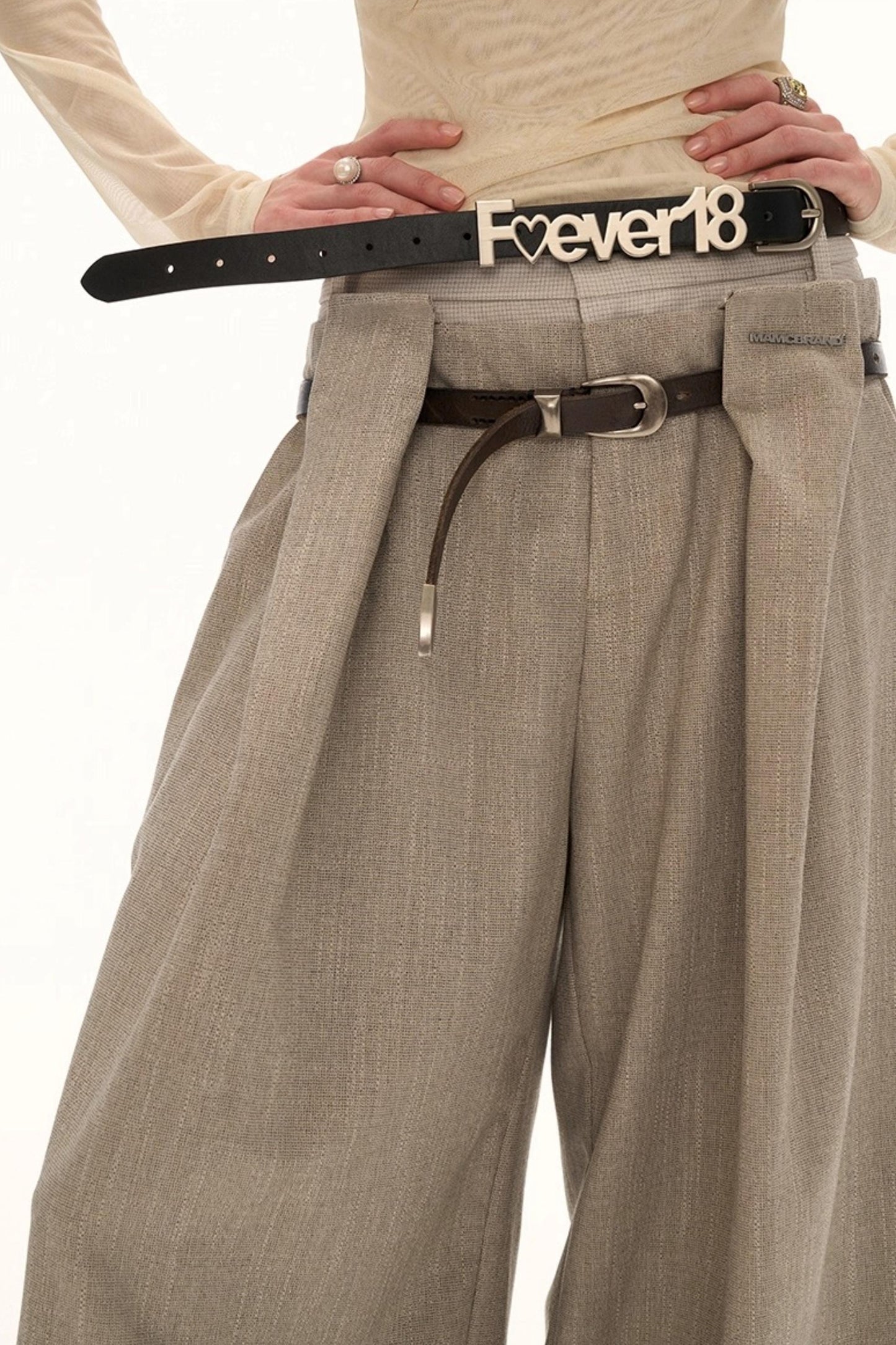 Double Waisted Plaid Straight Pants