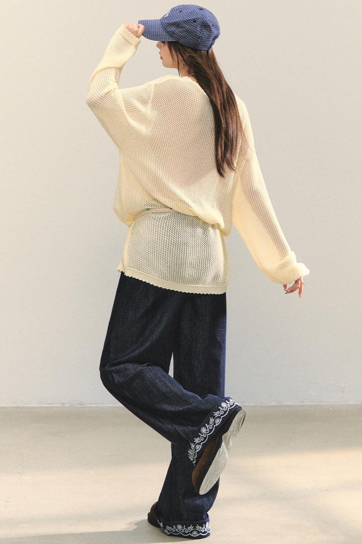 Embroidered Straight-Leg Pants