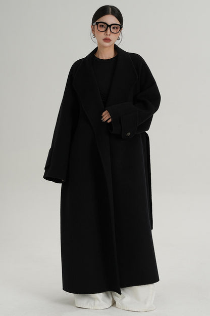 High-End Long Lapel Wool Reversible Coat