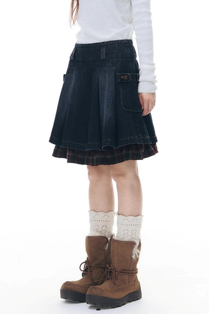 Detachable Fur Collar Denim Jacket Set-Up