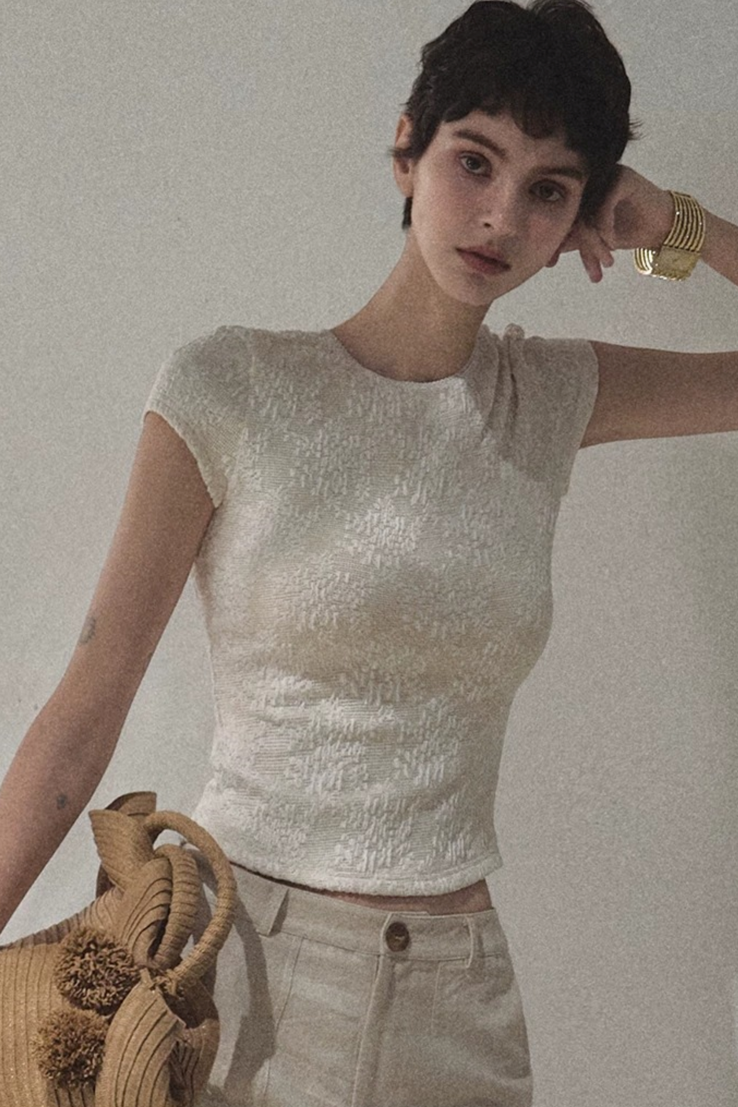Lace Splice Short Sleeve Top