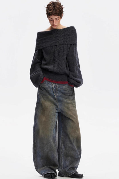 Vintage Yellow Distressed Jeans