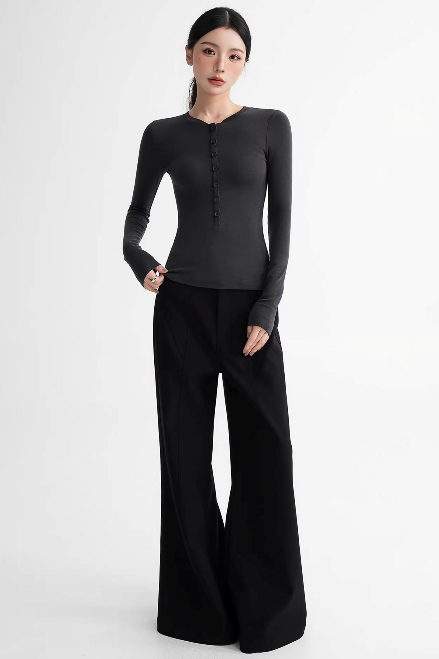 Wool Lyocell Henley Top