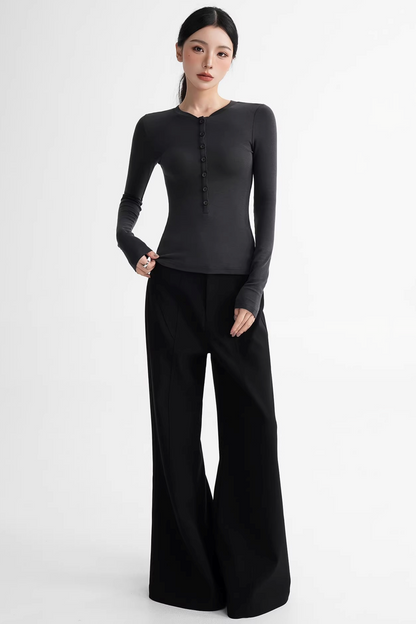 Wool Lyocell Henley Top