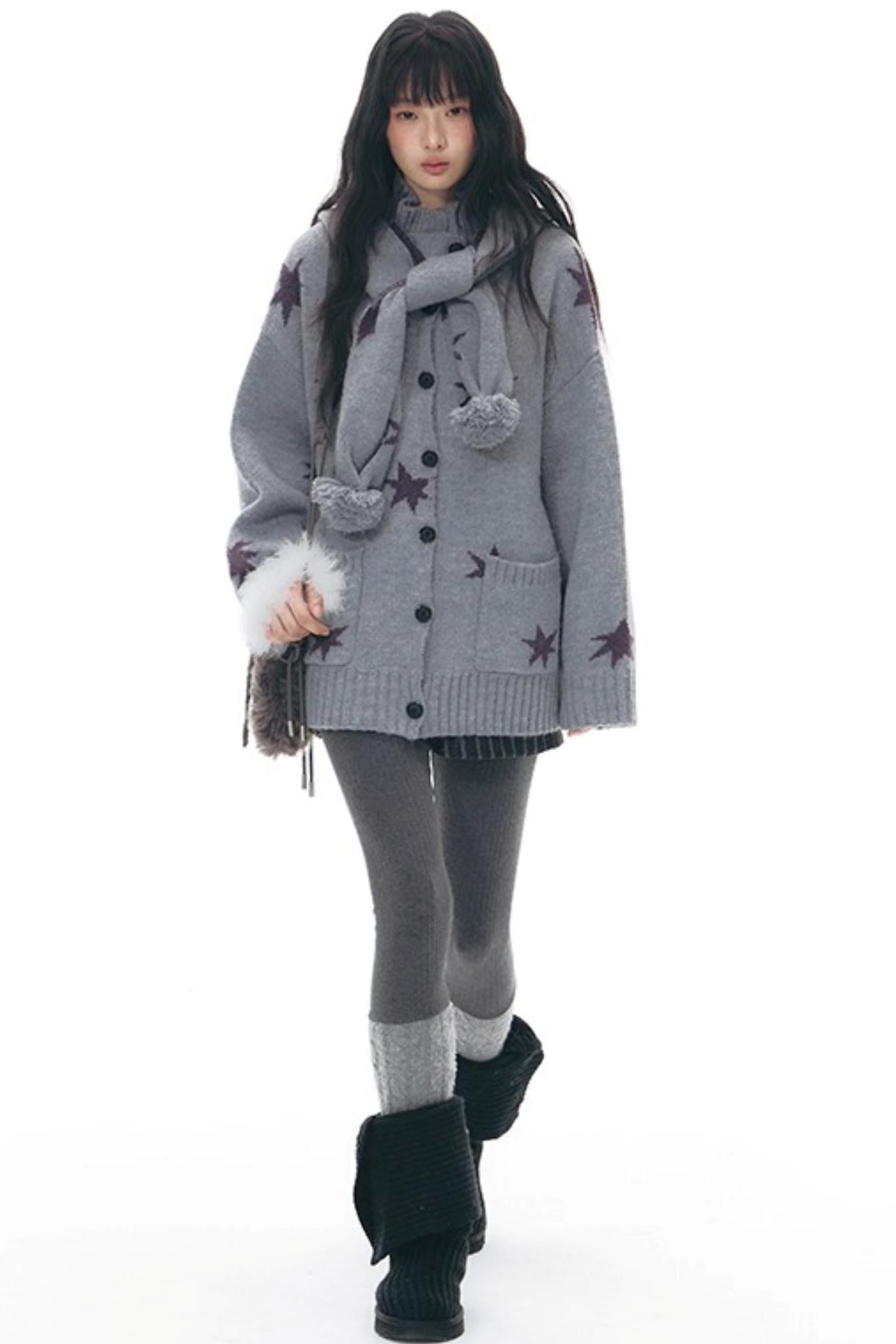 Reversible Star Cardigan Sweater Jacket Set-Up