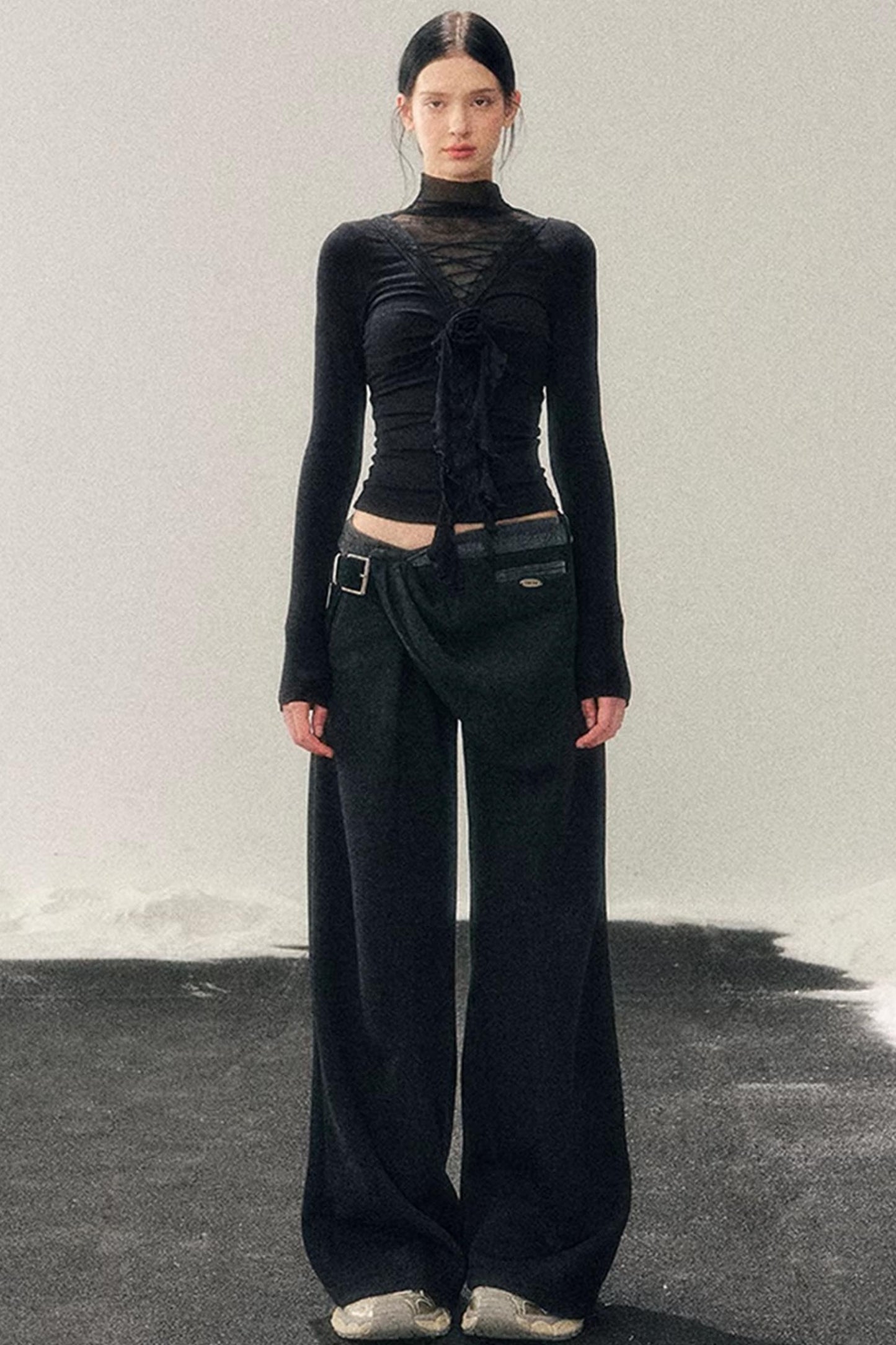 High-Neck Lace Winter Top