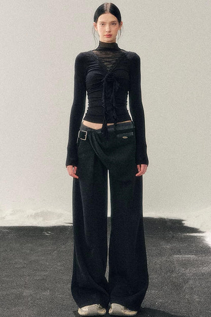 High-Neck Lace Winter Top