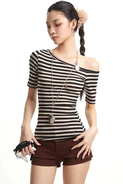 Striped Shoulder T-Shirt