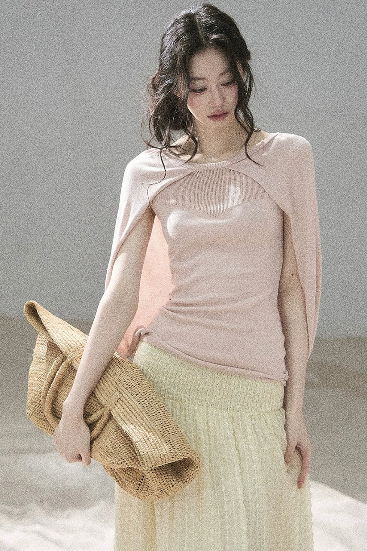 Hollow-Out Shawl Top