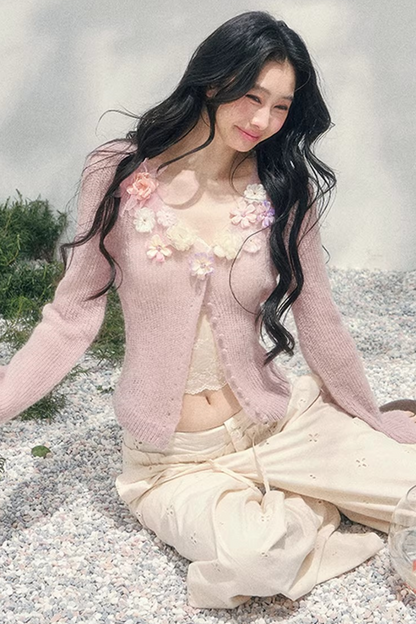 Spring Soft Breeze Floral Sweater Set-Up