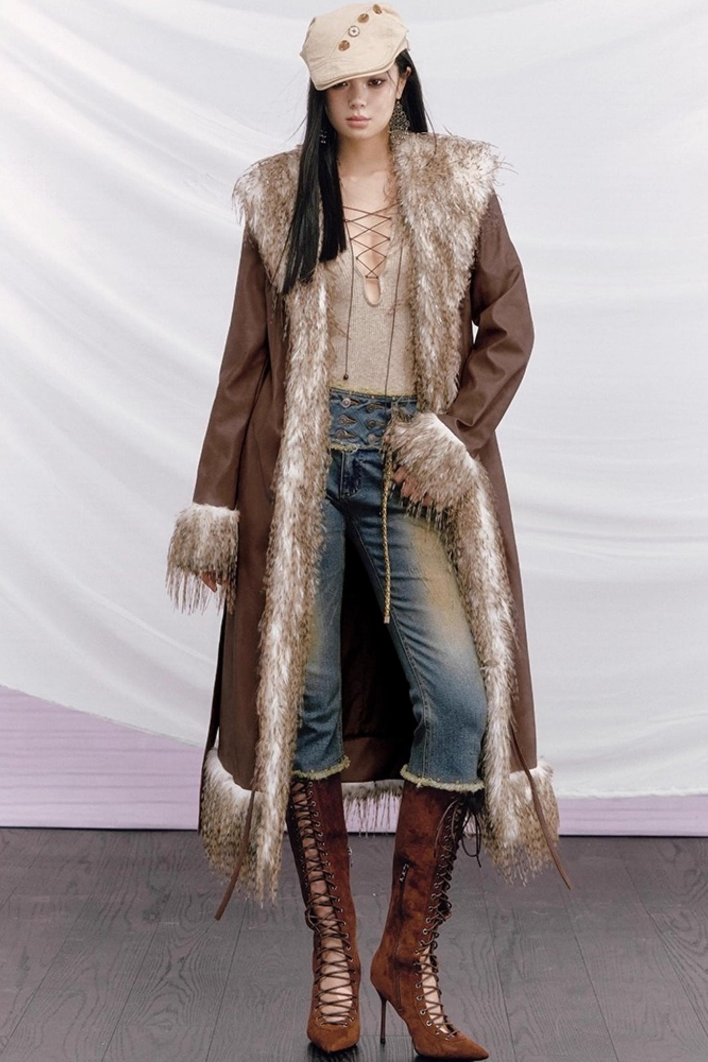 Vintage Distressed Denim Flared Pants