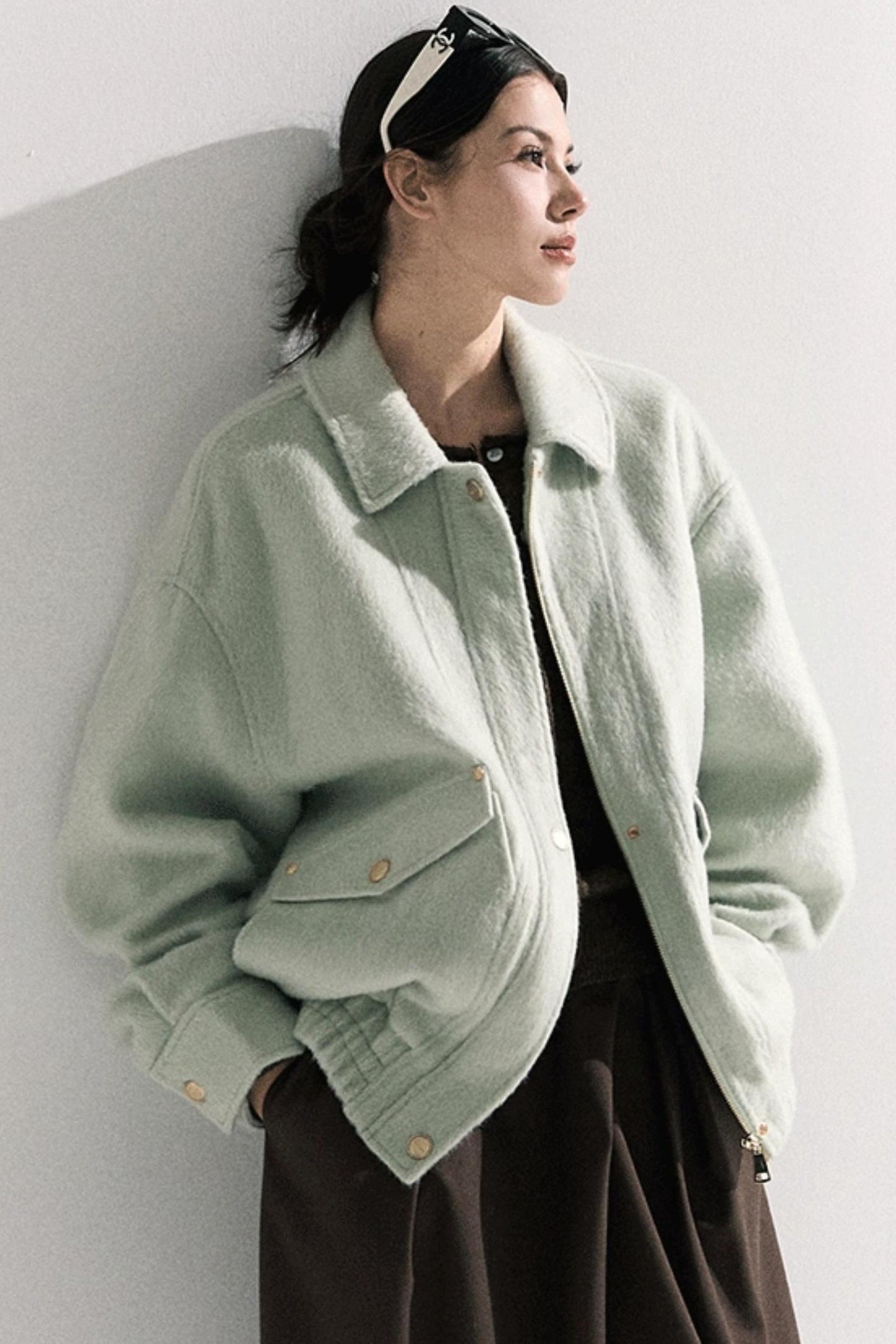 Vintage Crewneck Wool Knit Cardigan