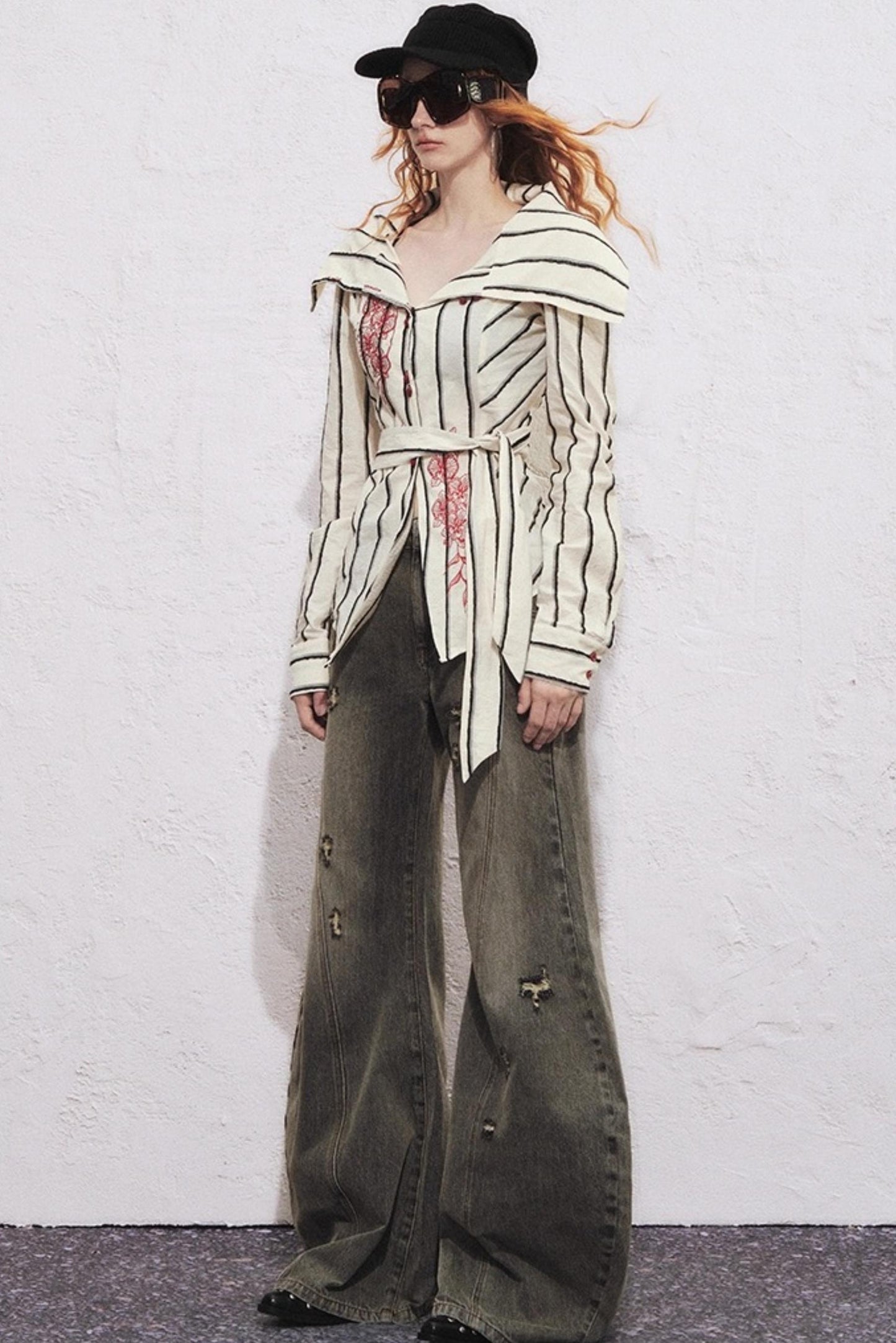 Embroidered Slim Striped Shirt