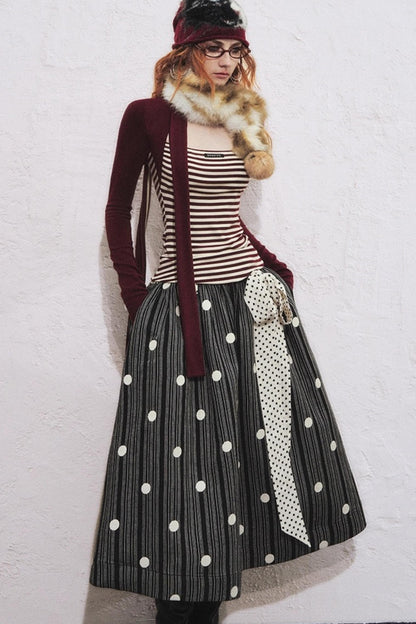 Fake Two Slimming Striped Knit Top