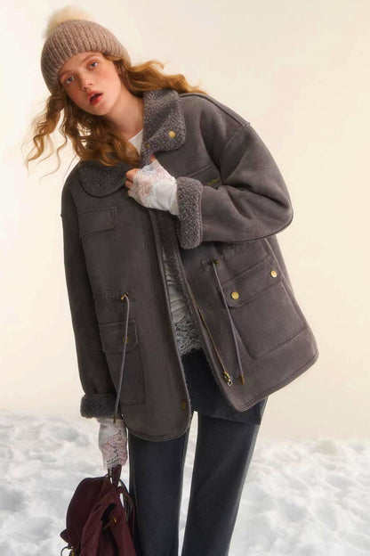 Reversible Lamb Wool Biker Jacket