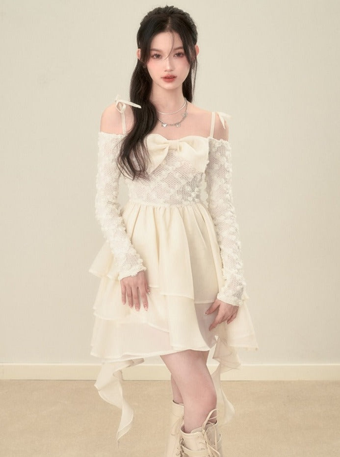 Original Lace Long-sleeved Slip Dress