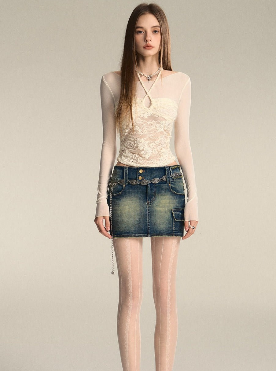 Lace Knitted Mesh Top