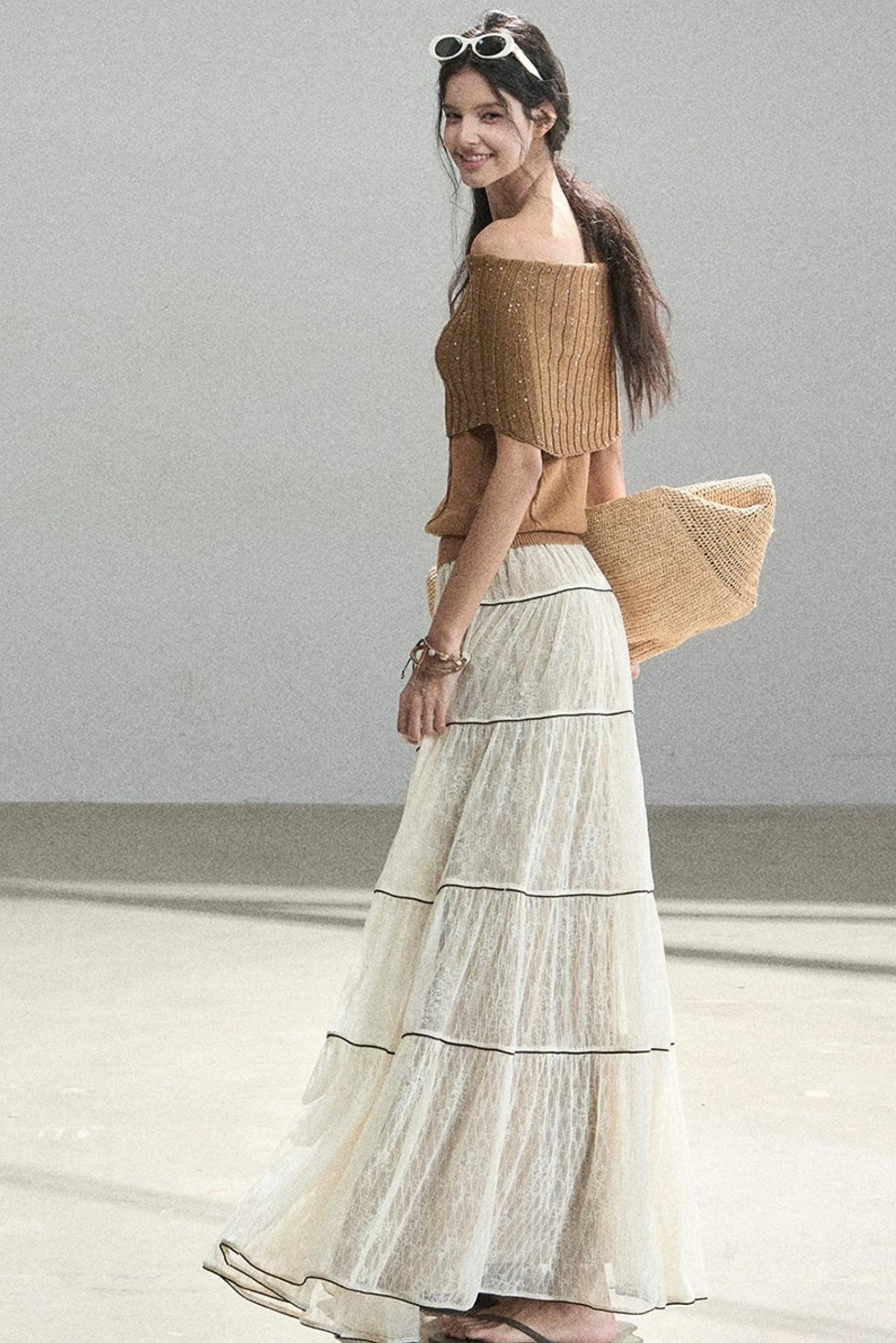 Youthful Off-Shoulder Knit Top