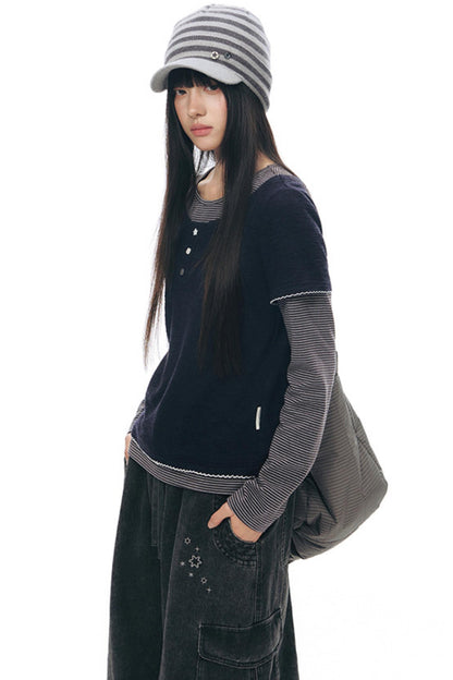 Striped Knit Baseball Cap