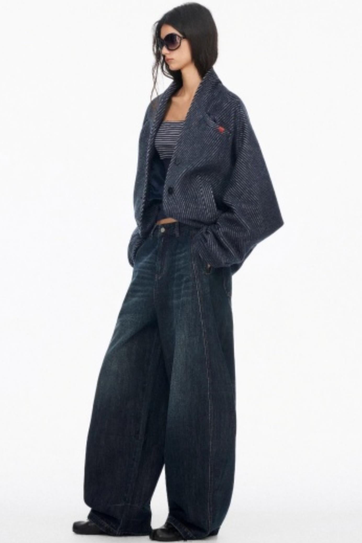 Distressed Cat Whiskers Straight Jeans