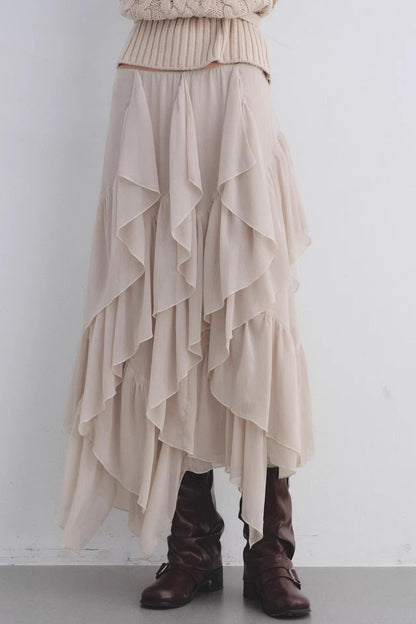 Elastic Chiffon Draping Skirt