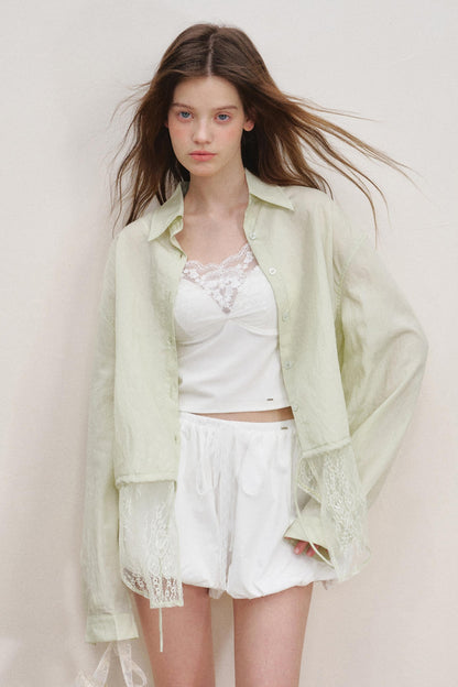 High-Waist Lace-Up Bubble Shorts