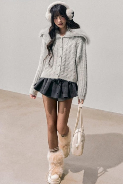 Fox Fur Knit Cardigan