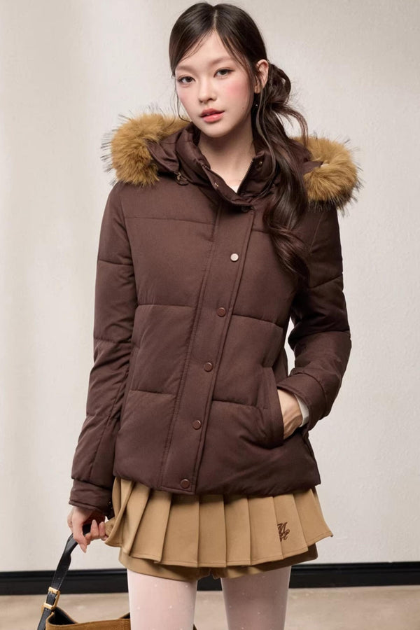 Stand-Up Fur Collar Down Jacket
