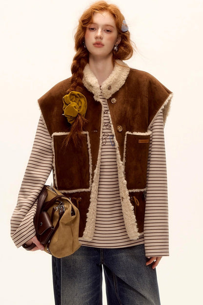 Reversible Fur Suede Vest Jacket