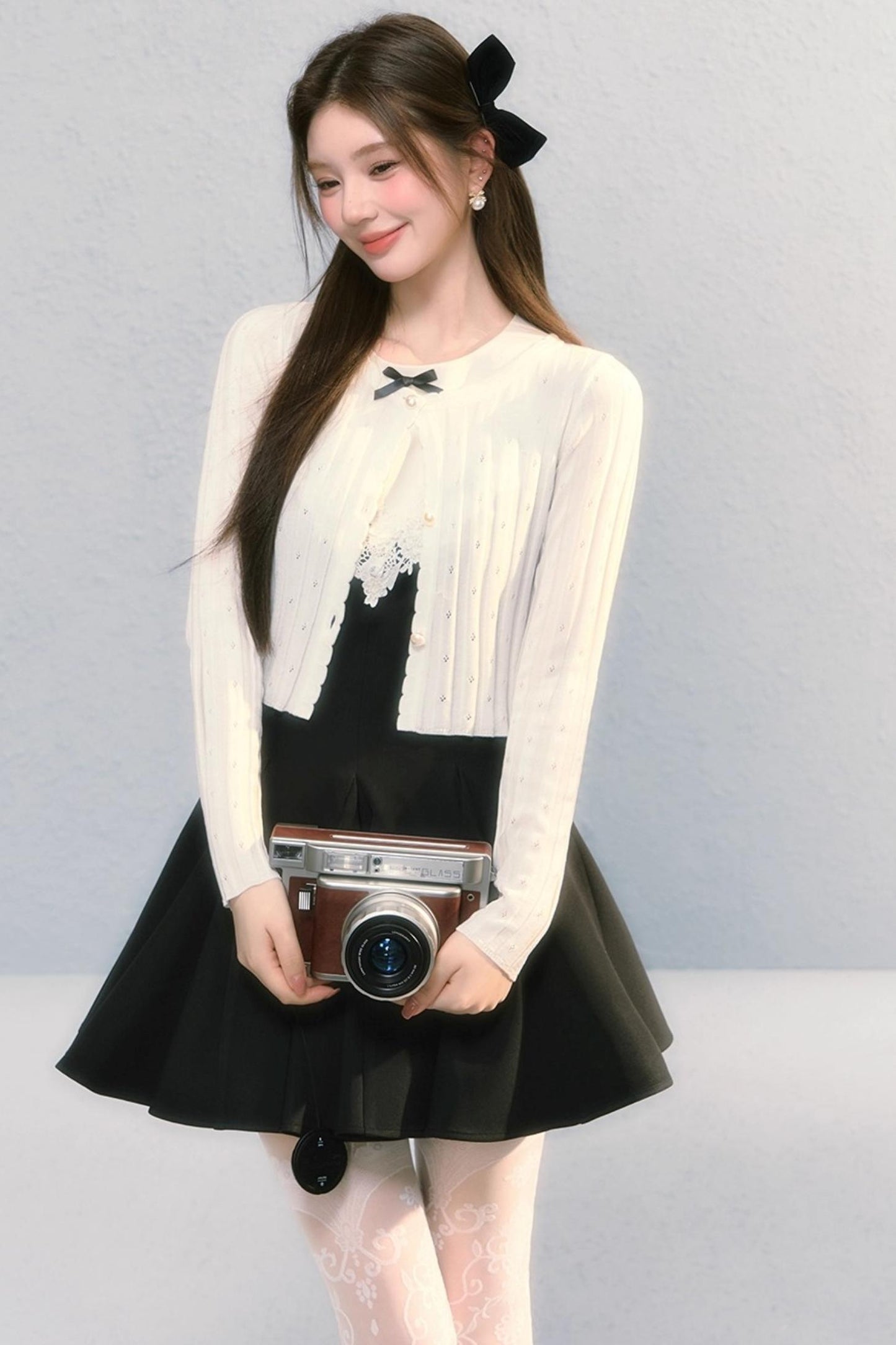 Golden V-Shaped Black Dress