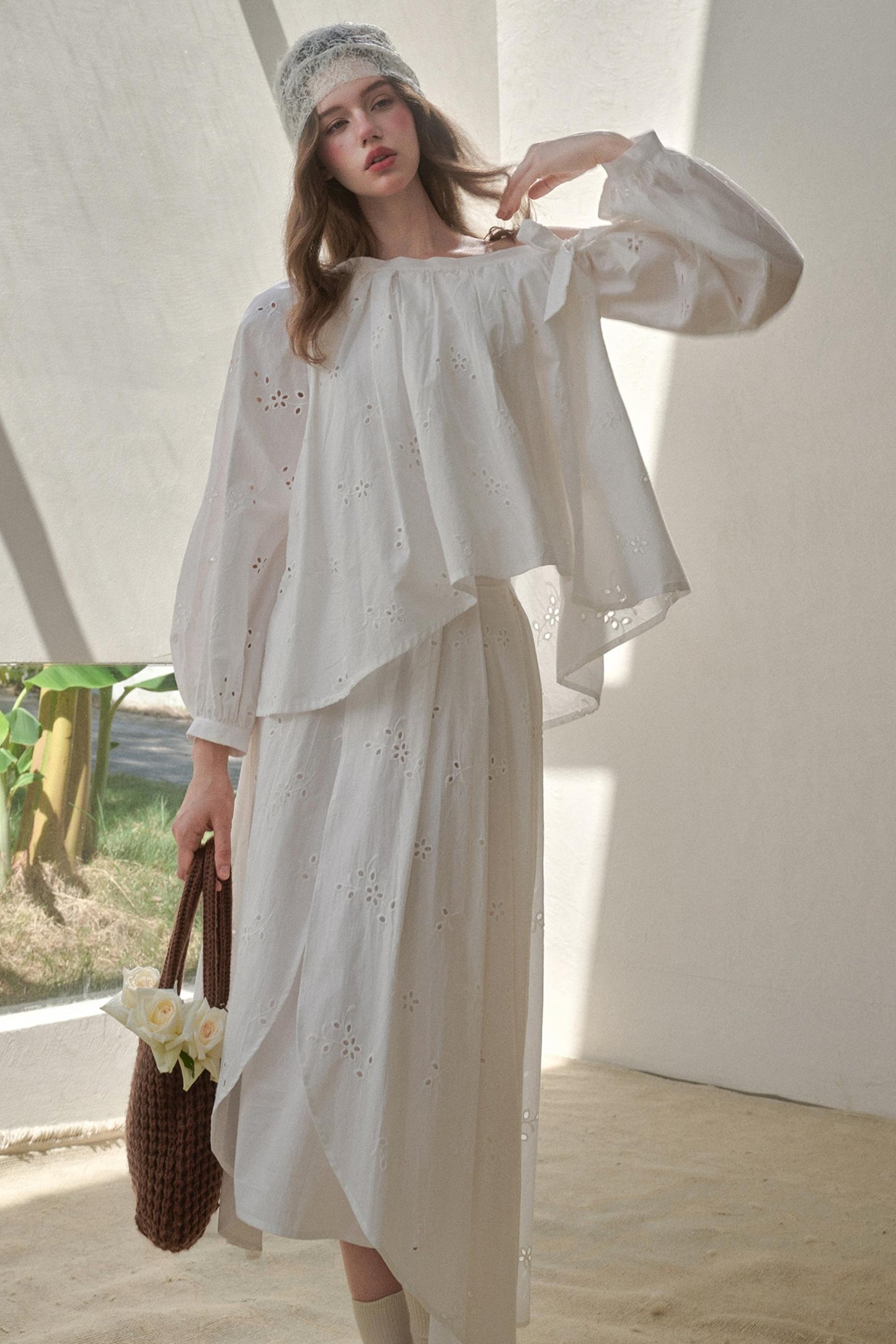 Embroidered Flower Elegant Skirt Set-Up