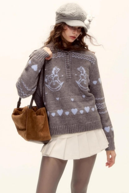 Retro Jacquard Knit Sweater