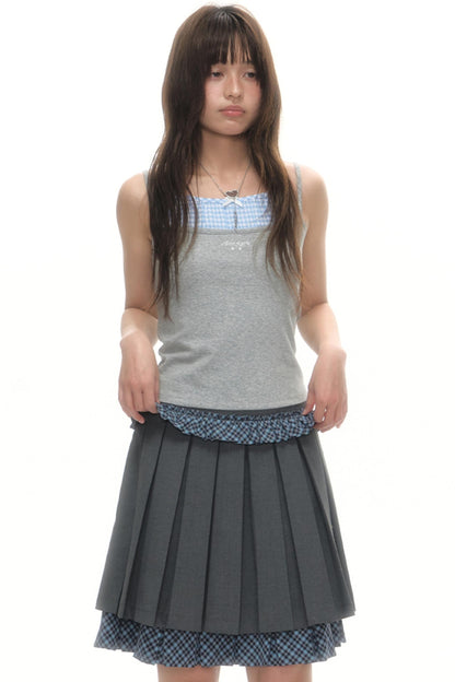 Faux Two-Strap Bow Tie Top