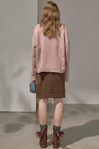 Kiss Bear Print Long Sleeve Sweater