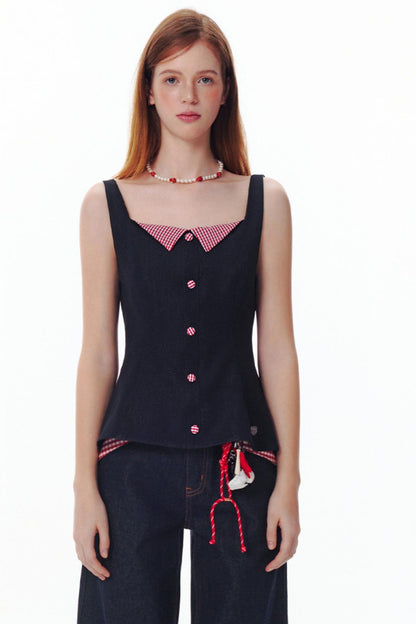 Colorblock Plaid Tank Top