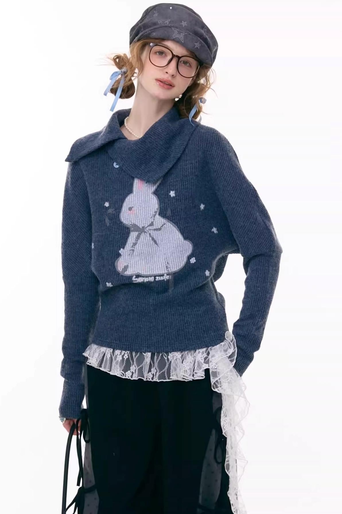Rabbit Print Knitted Top