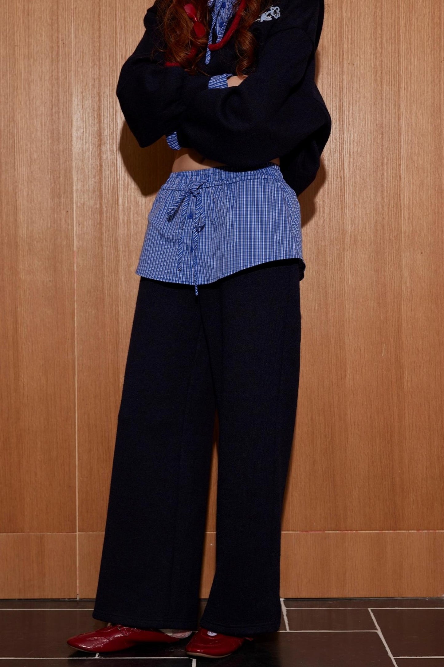 Plaid Mini Skirt Top With pants Set-Up