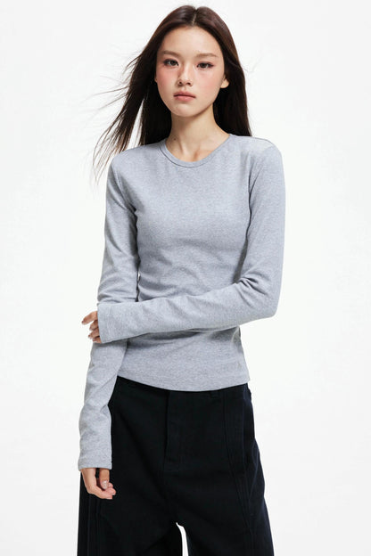 Slim Round Neck Long Sleeve Knitwear
