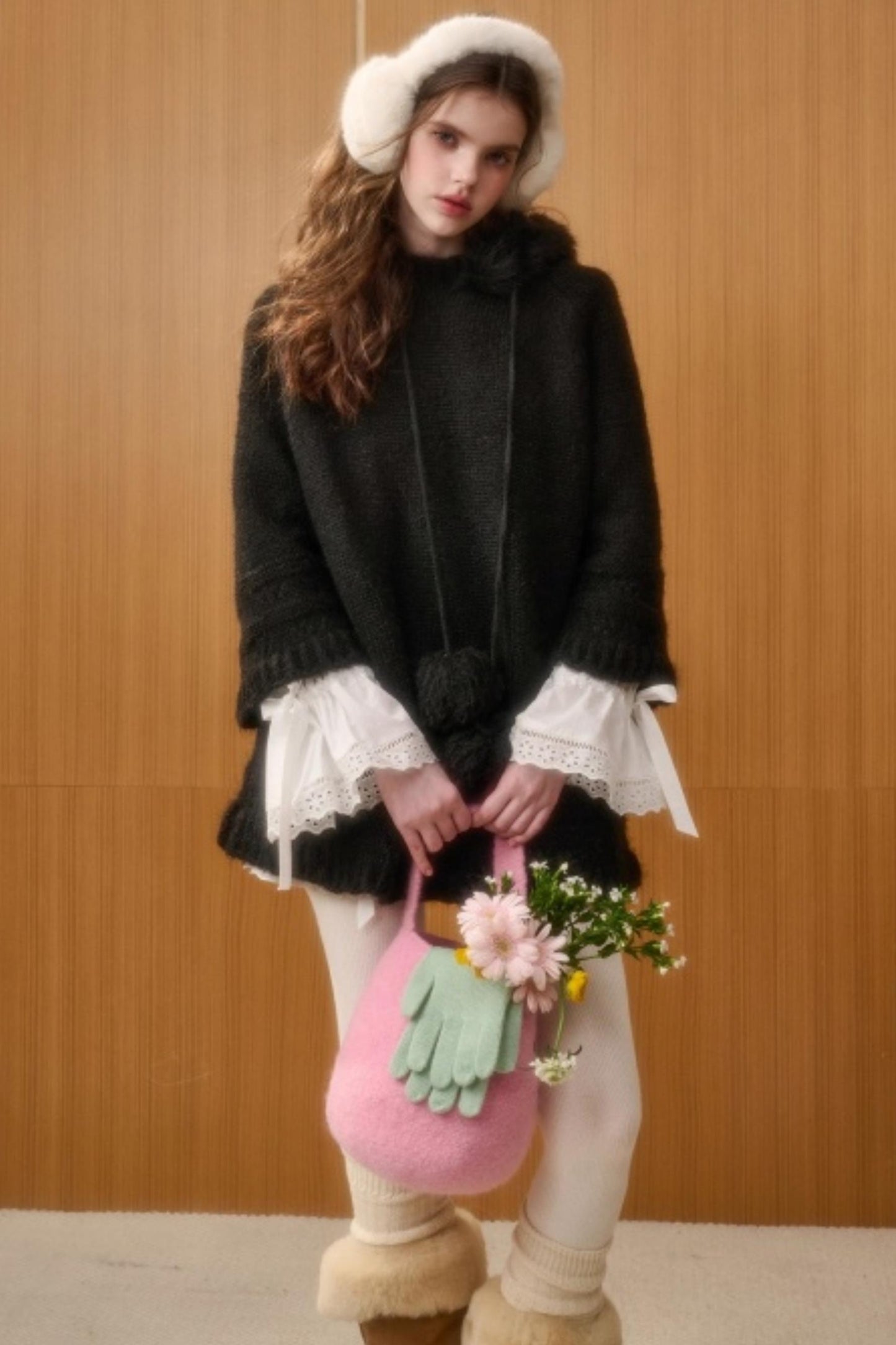 Hooded Wool Cape Dress