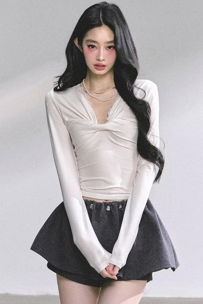 Ancient White Moonlight Lace Top