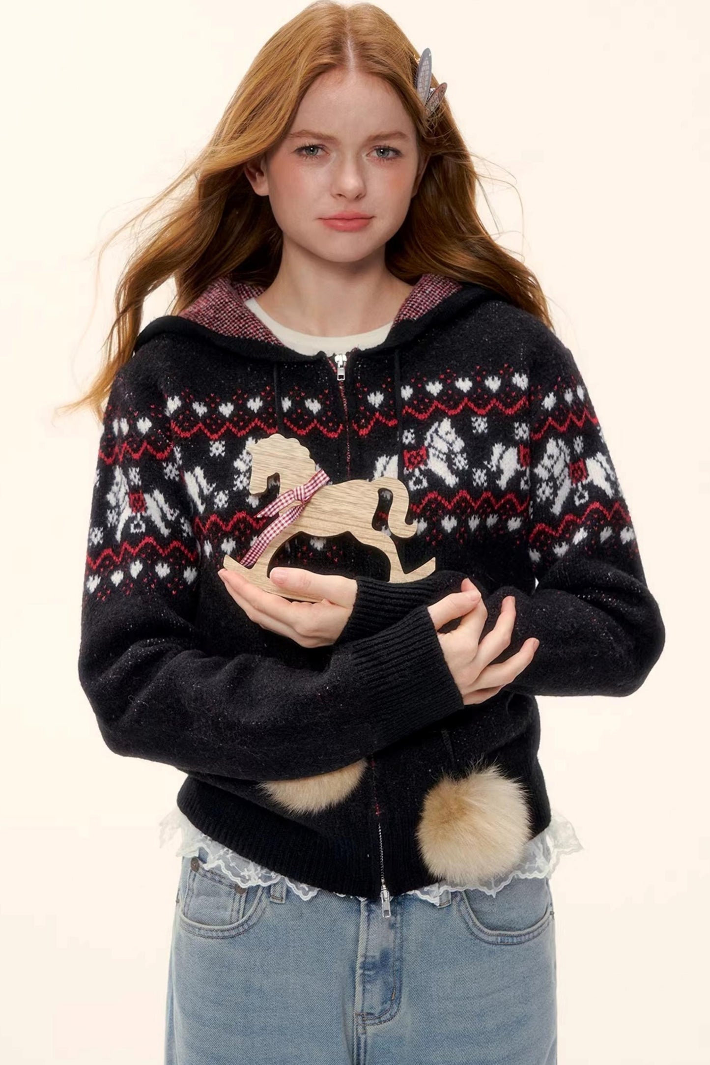 Wool Blend Fair Isle Jacket Set-Up