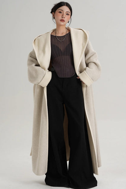 Temperament Hooded Wool Reversible Coat