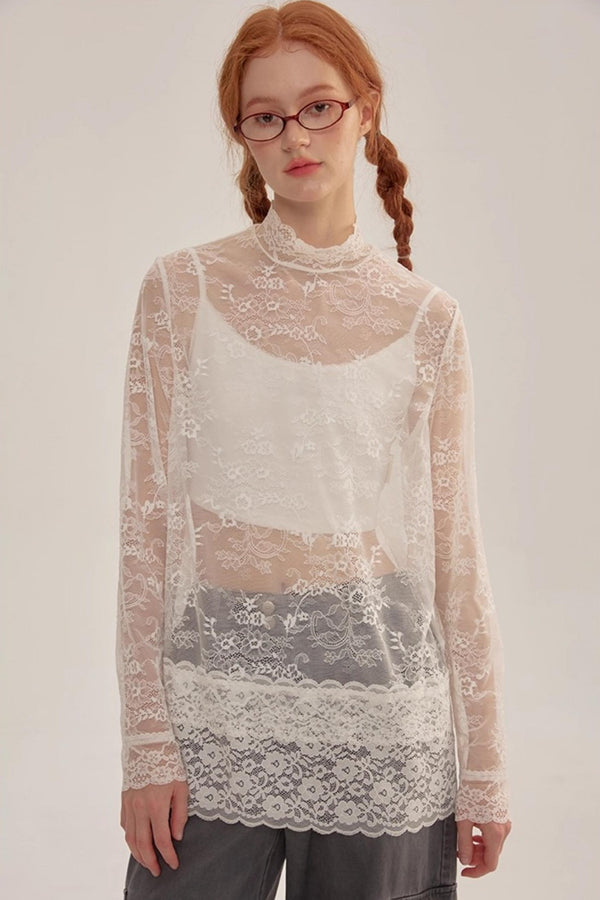 Spring Lace Sheer Top