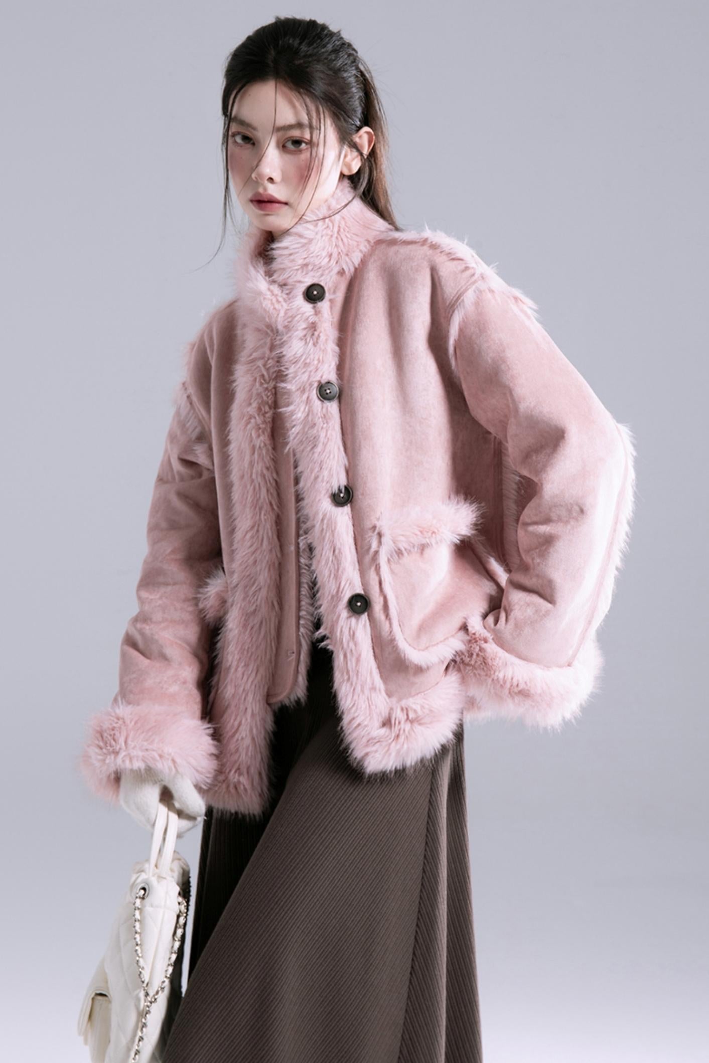 Frost Gray Reversible Fur Jacket