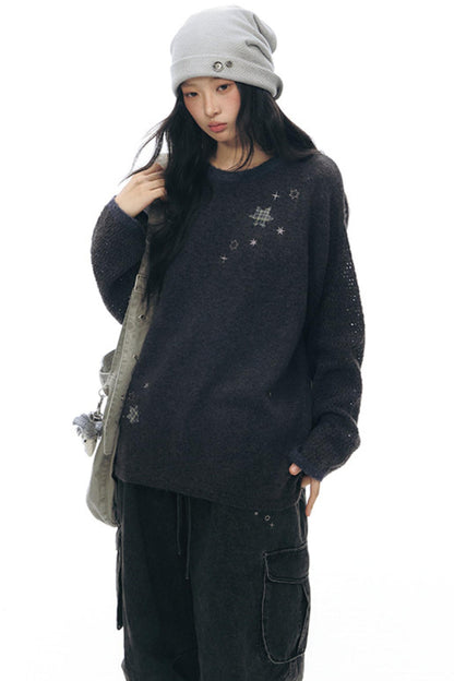 Embroidered Star Knit Sweater
