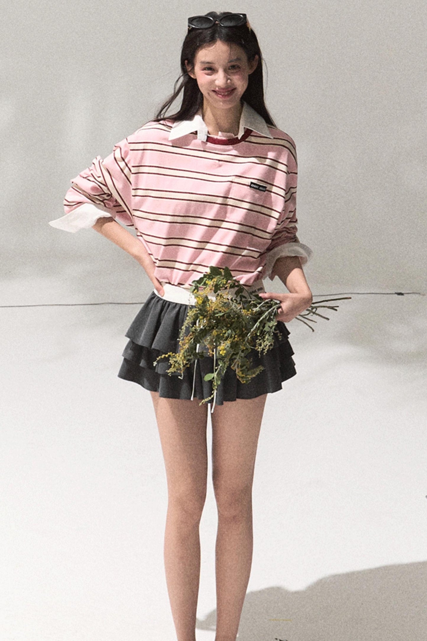 Contrasting Striped Cotton Top