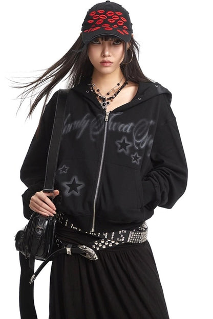 Lazy Zipper Hooded Jacket