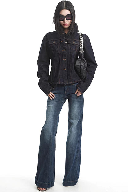 American Retro Long-Sleeve Denim Top